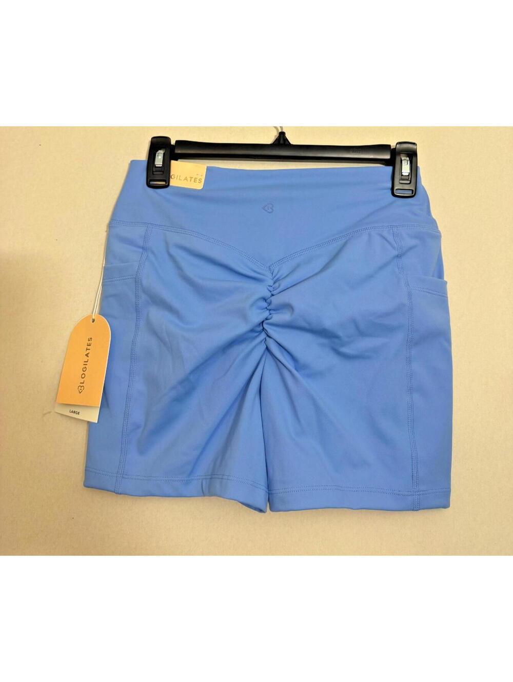 Blogilates Cool Blue Crisscross Scrunch Bike Short, Large, NWT - Picture 2 of 4
